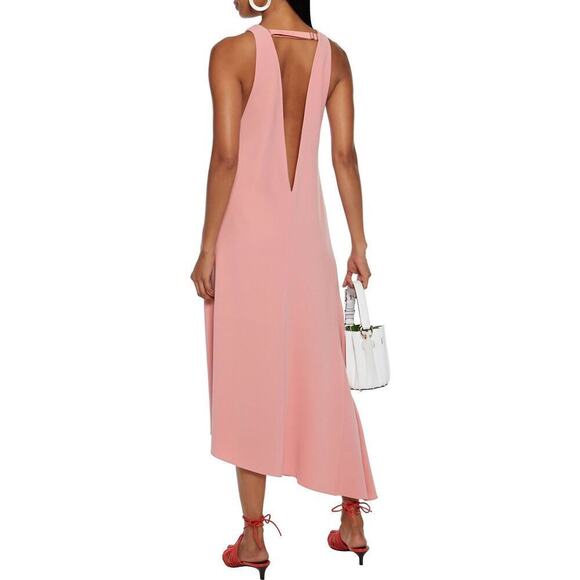 Tibi V Draped Midi Dress Size 0 Pink Haze Crepe Jumper Asymmetric Guest Designer - Picture 6 of 16